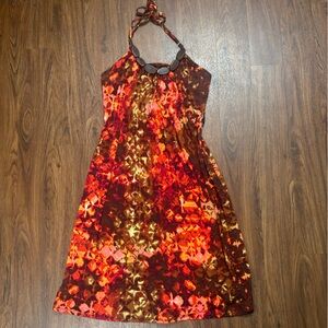 B. Smart Red and Orange Patterned Dress